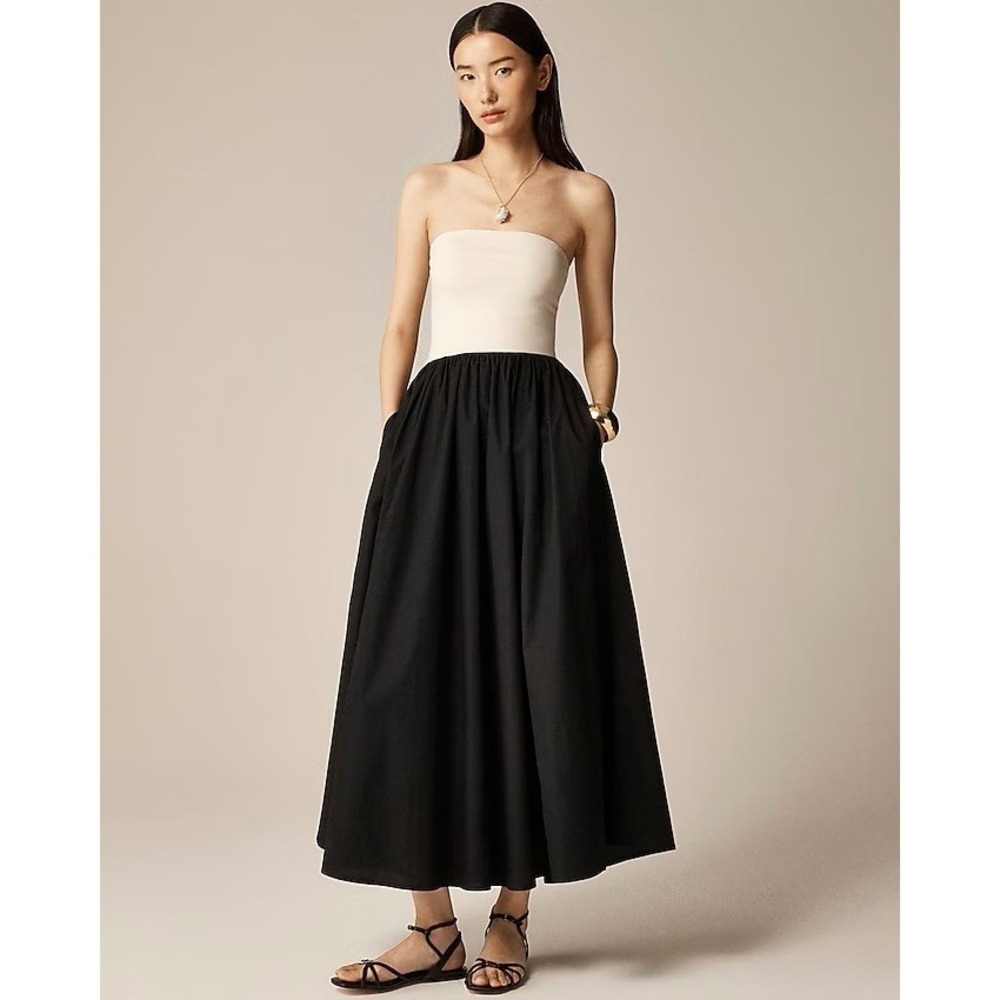 J.Crew Strapless colorblock mixy dress XL Natural NWT